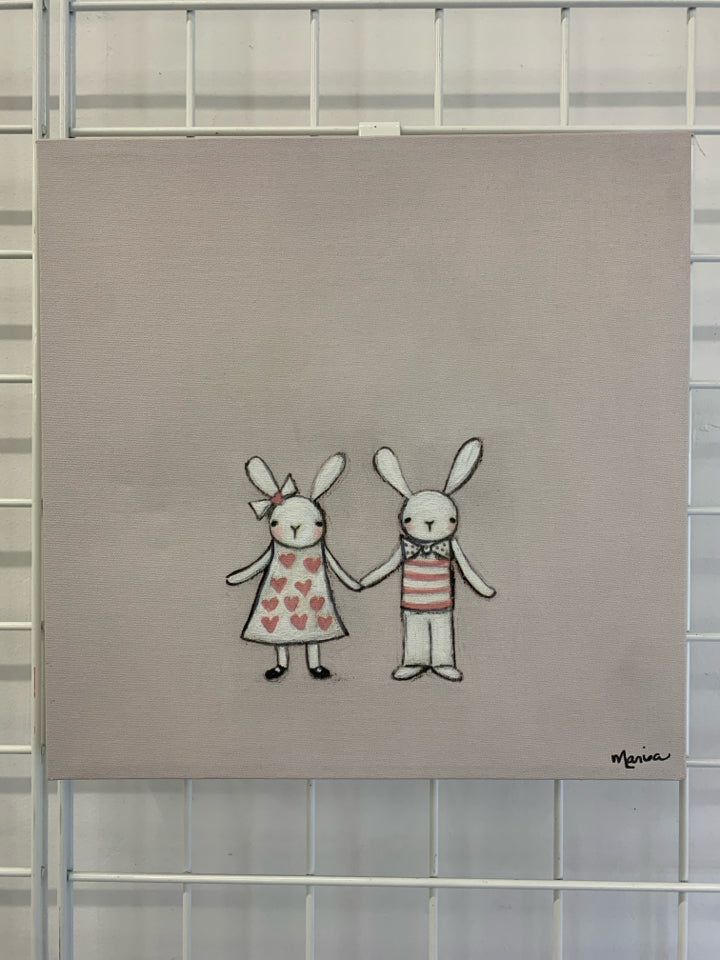 2 BUNNIES ON A CANVAS.