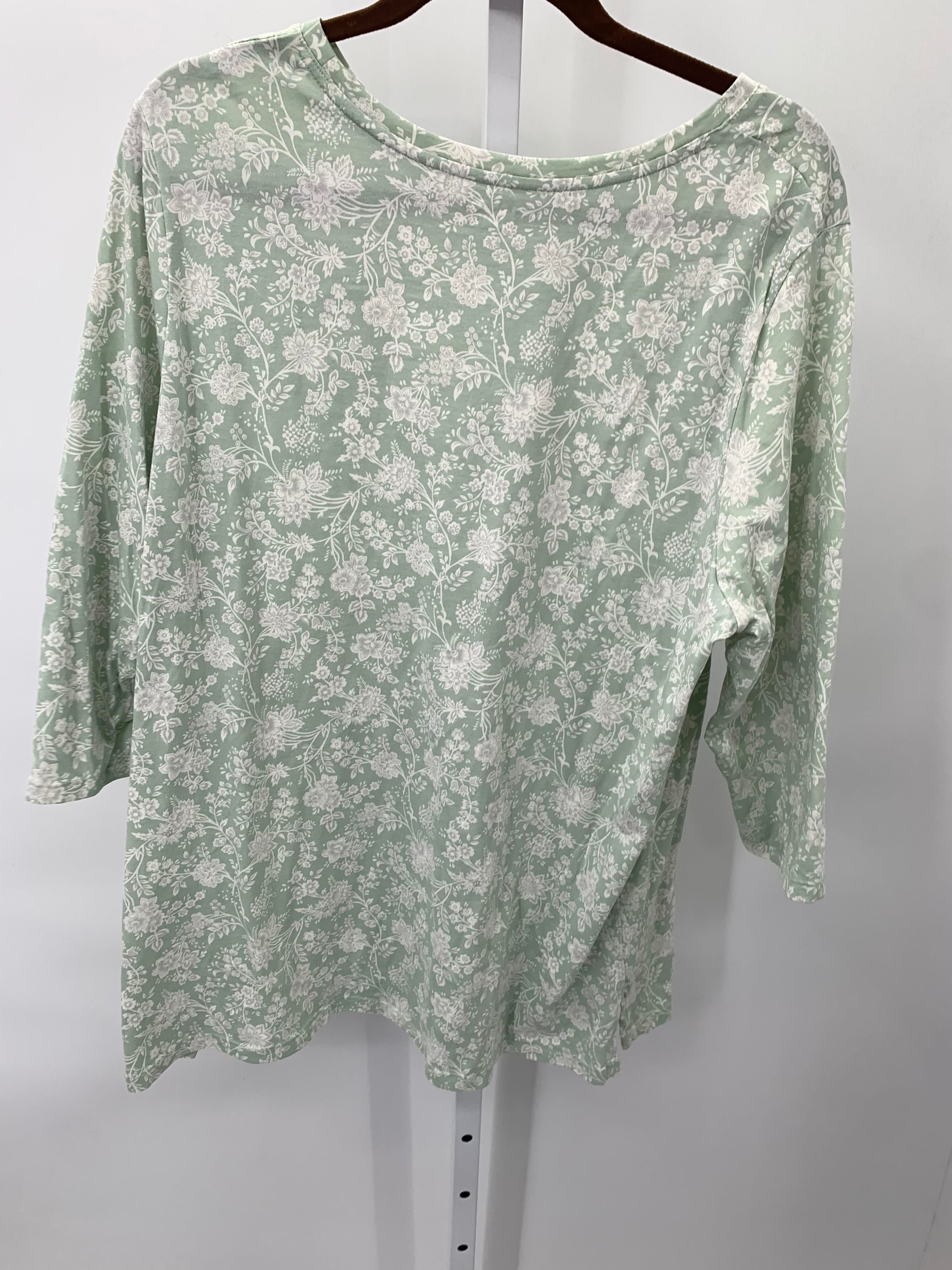 Lands End Size 1X Womens 3/4 Sleeve Shirt