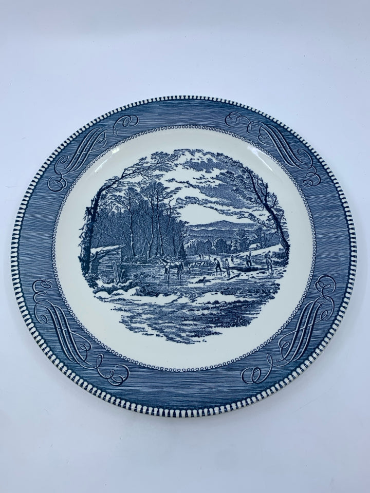 VTG BLUE HORSE SCENE SERVING PLATE.