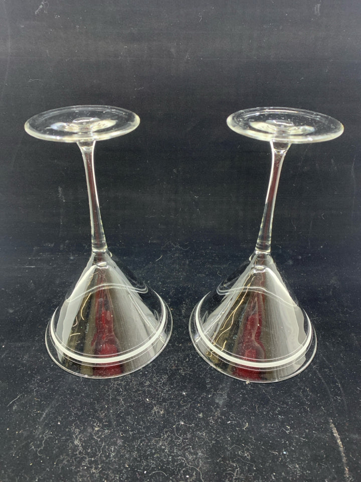 2 FROSTED RIM MARTINI GLASSES.