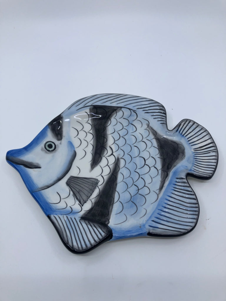 FISH PLATE BLACK/BLUE CERAMIC.