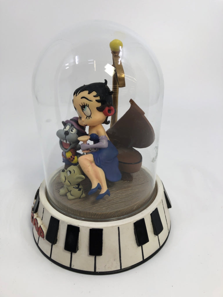 BETTY BOOP "BOURBON STREET" HAND PAINTED SCULPTURE IN GLASS DOME CASE.