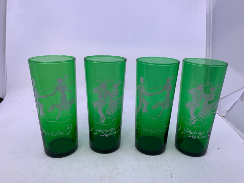 4 DARK GREEN LINE DANCING THEME.