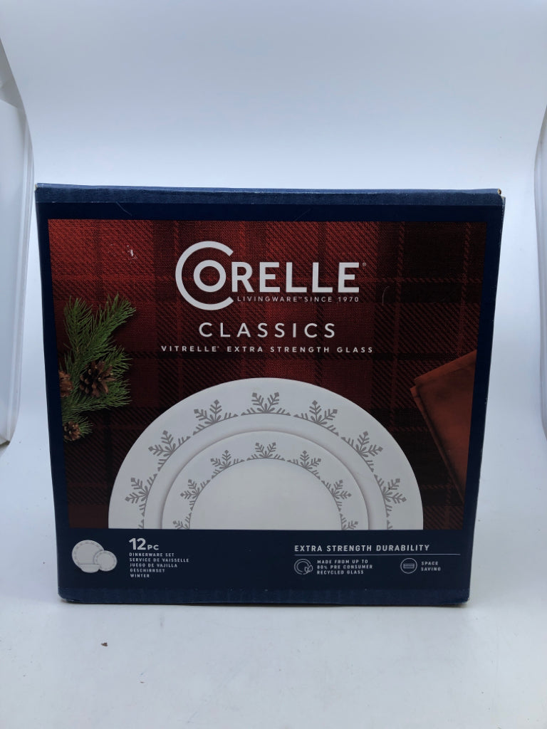 NIB CORELLE SNOWFLAKES DINNERWARE SET.