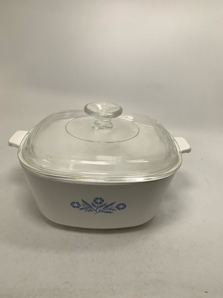 BLUE CORNFLOWER CASSEROLE DISH W/ LID.
