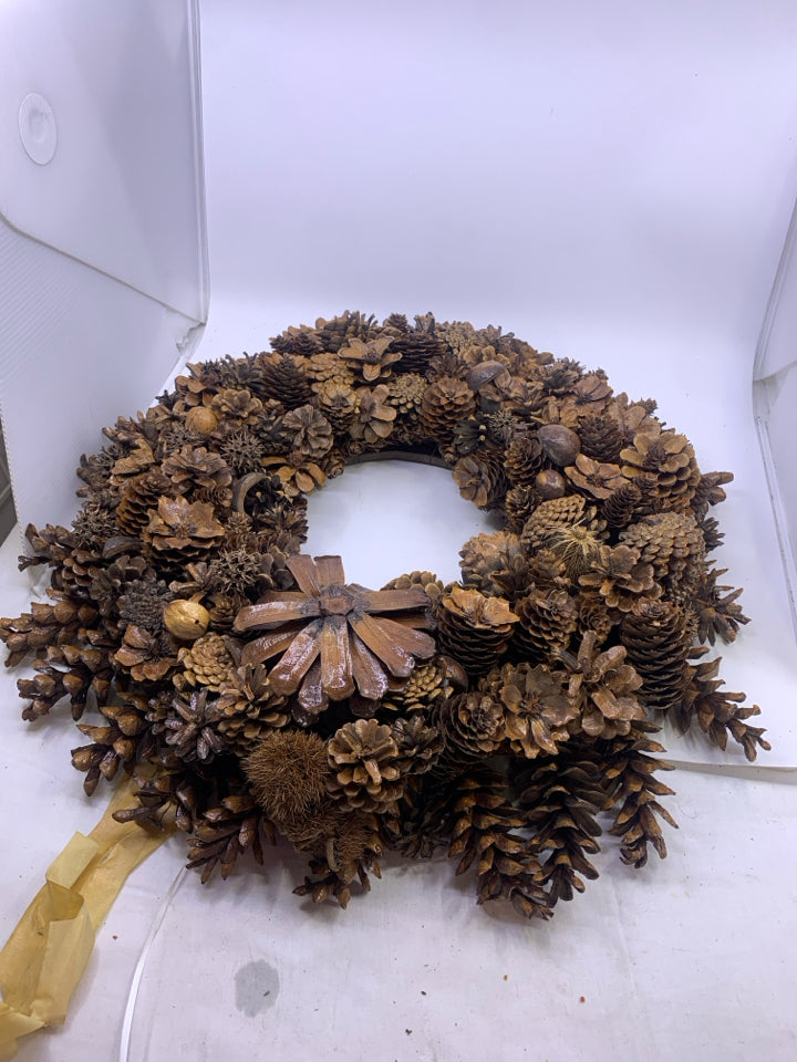 LARGE PINECONE WREATH.