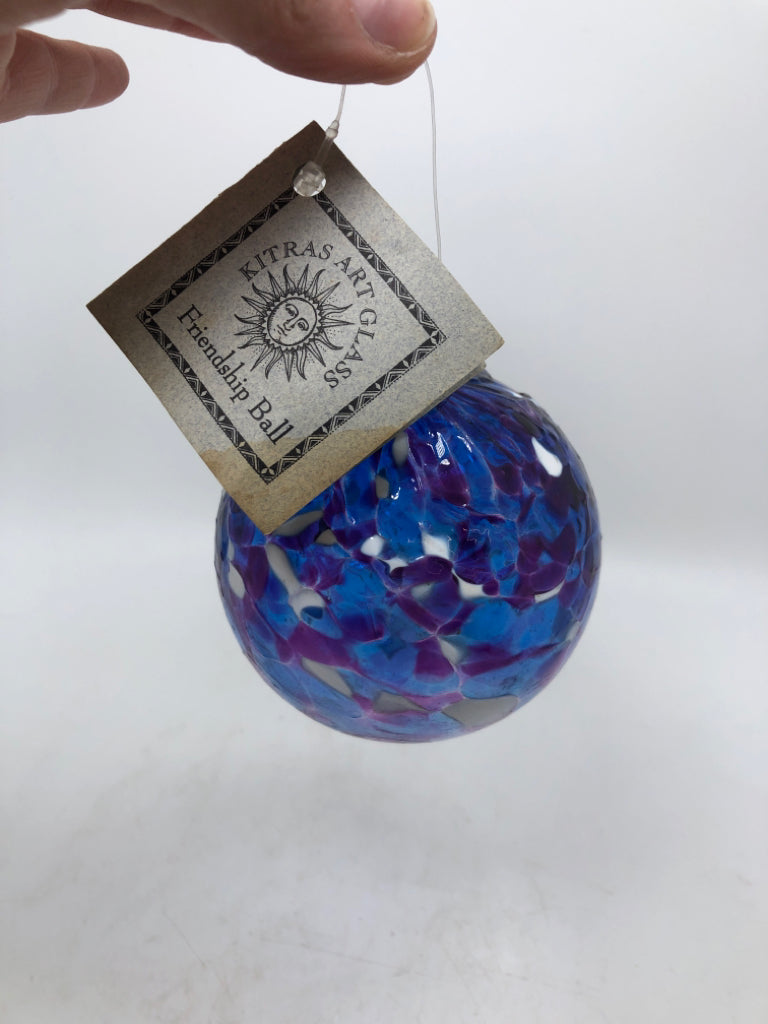 BLUE KITRAS ART GLASS FRIENDSHIP BALL.