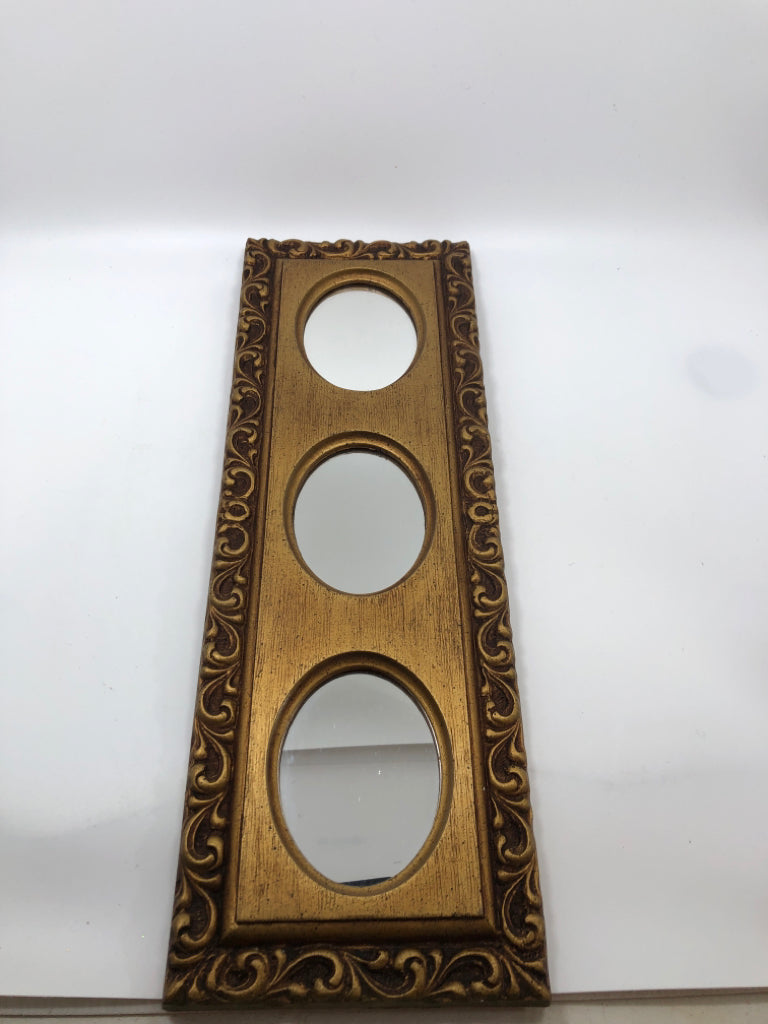 3 SECTION GOLD MIRROR.