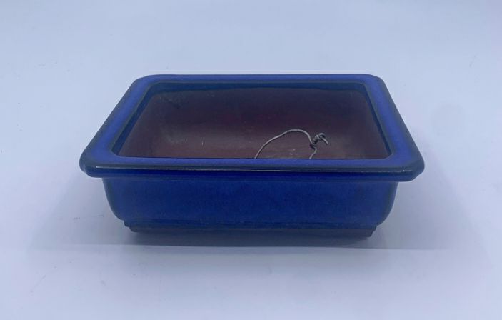 BLUE SQUARE SHALLOW PLANTER.