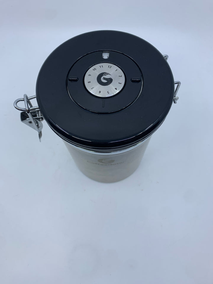 COFFEEGATOR SILVER METAL CANISTER.