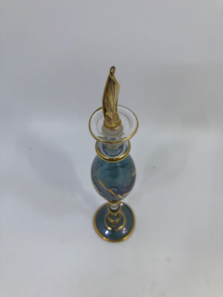 BLUE FLORAL PERFUME BOTTLE.