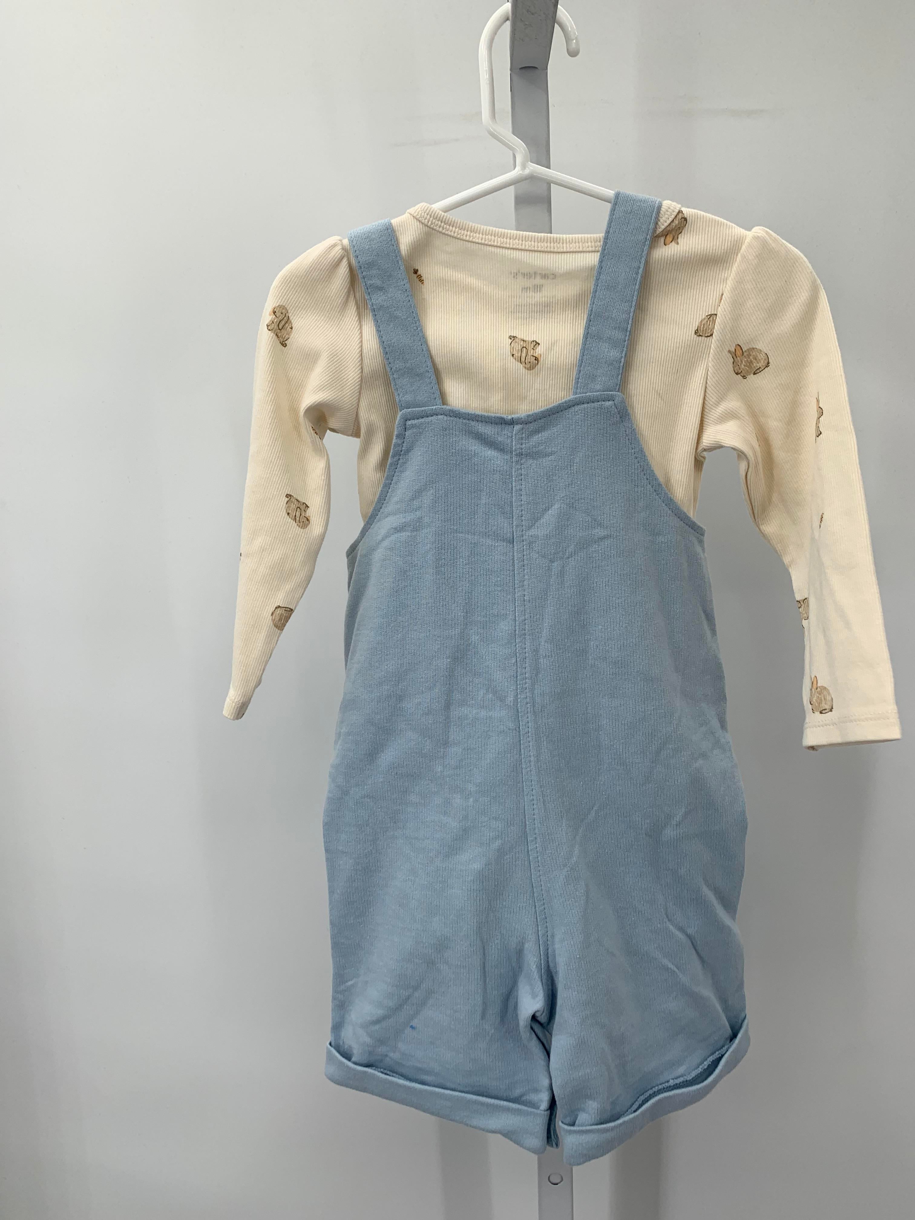 KNIT SHORTALLS AND BUNNY SHIRT
