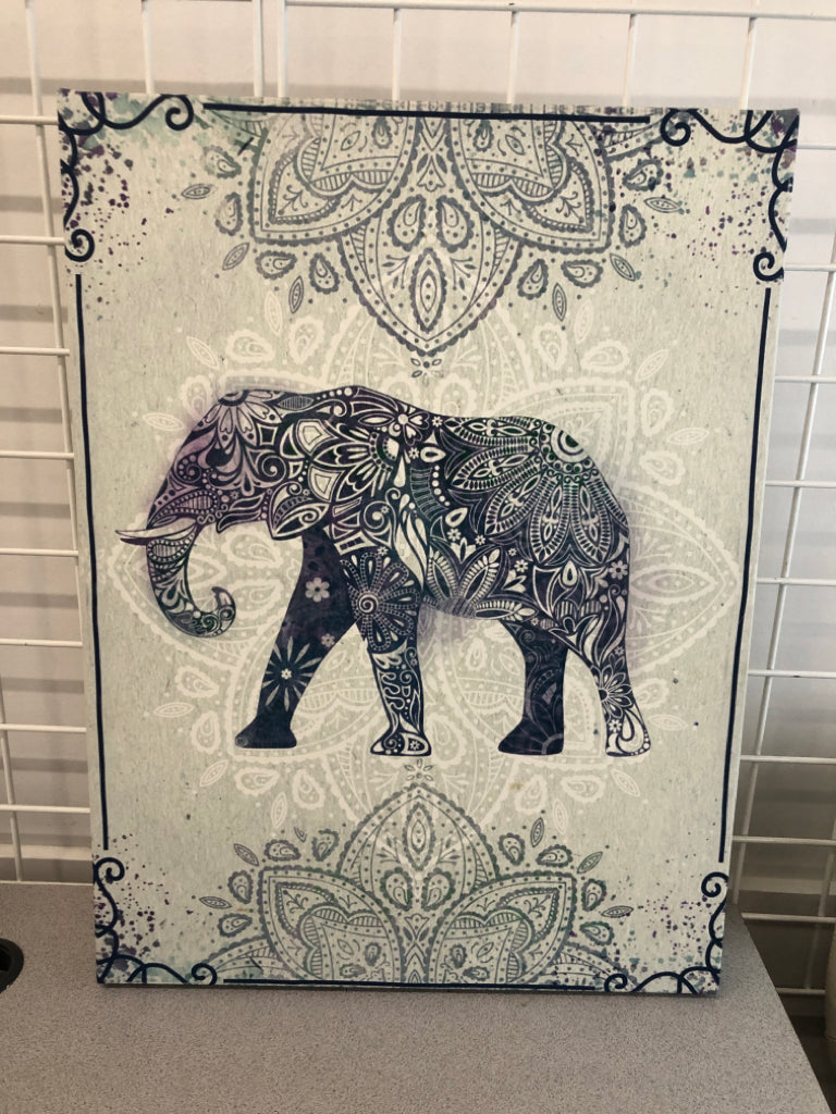 BLUE MANDALA ELEPHANT PRINT.