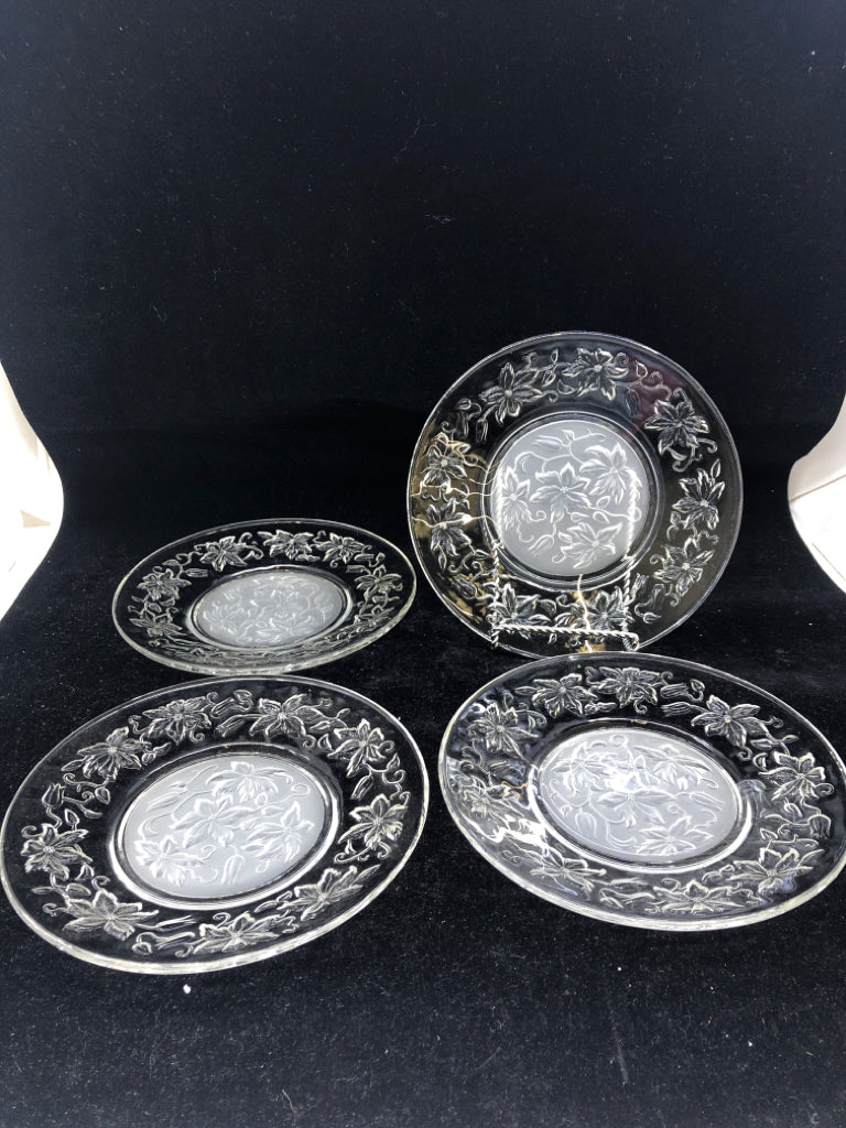 4 GLASS PLATES FANTASIA-PRINCESS HOUSE.