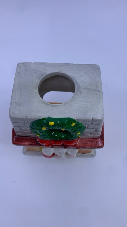 CERAMIC FIREPLACE TEA LIGHT CANDLE HOLDER.