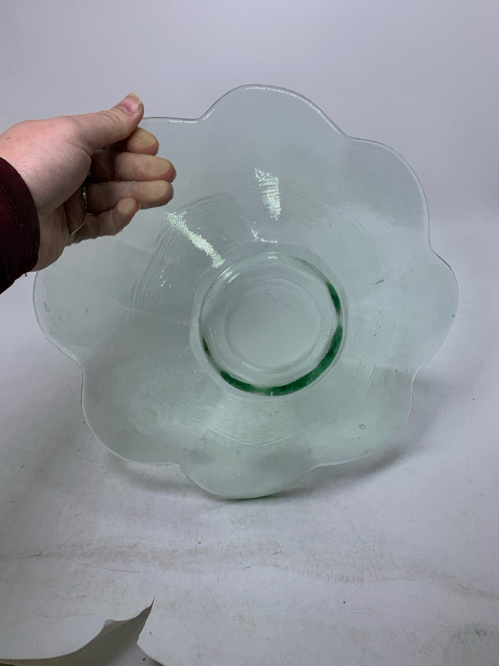 THICK TINTED FLOWER SHAPED GLASS BOWL.