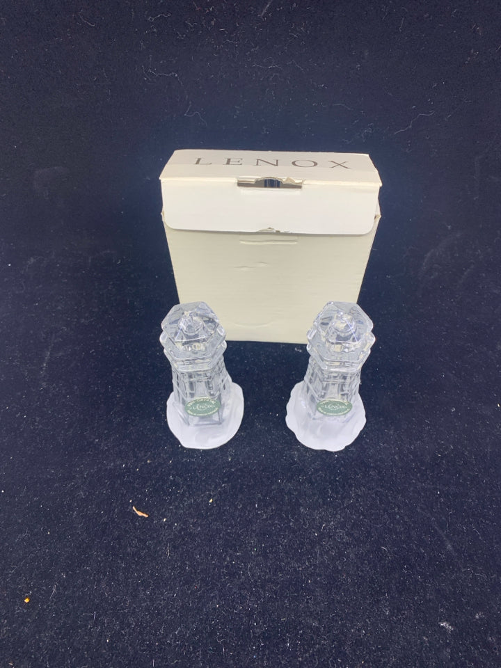 NIB LENOX CRYSTAL LIGHTHOUSE S/P SHAKERS.