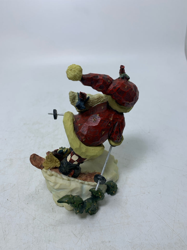 RESIN SANTA ON SKIS CARVERS CHOICE "IN THE NICK OF TIME".
