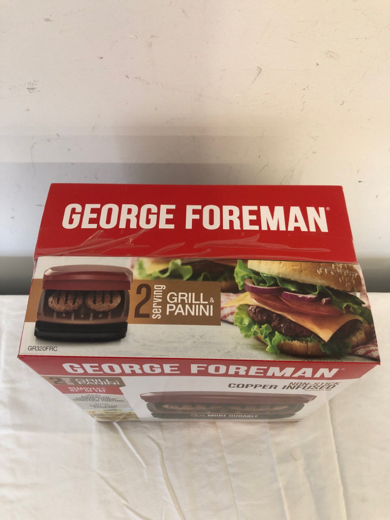 NIB GEORGE FOREMAN NON-STICK COPPER INFUSED GRILL & PANINI