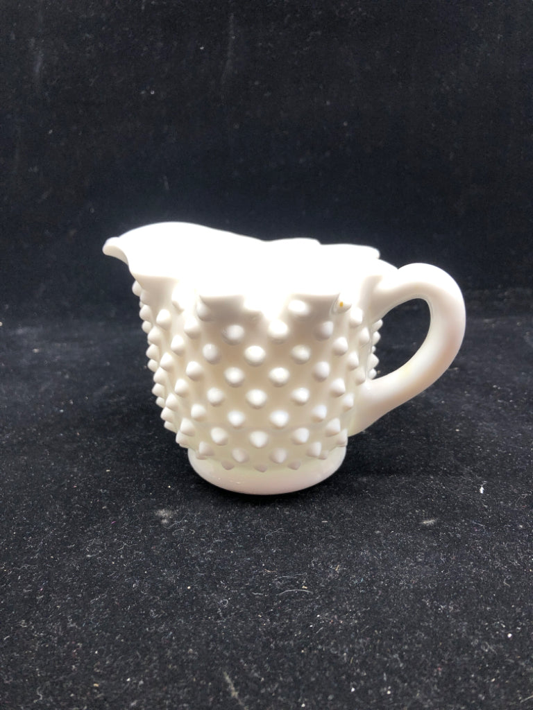 VTG MILK GLASS HOBNAIL CREAMER.