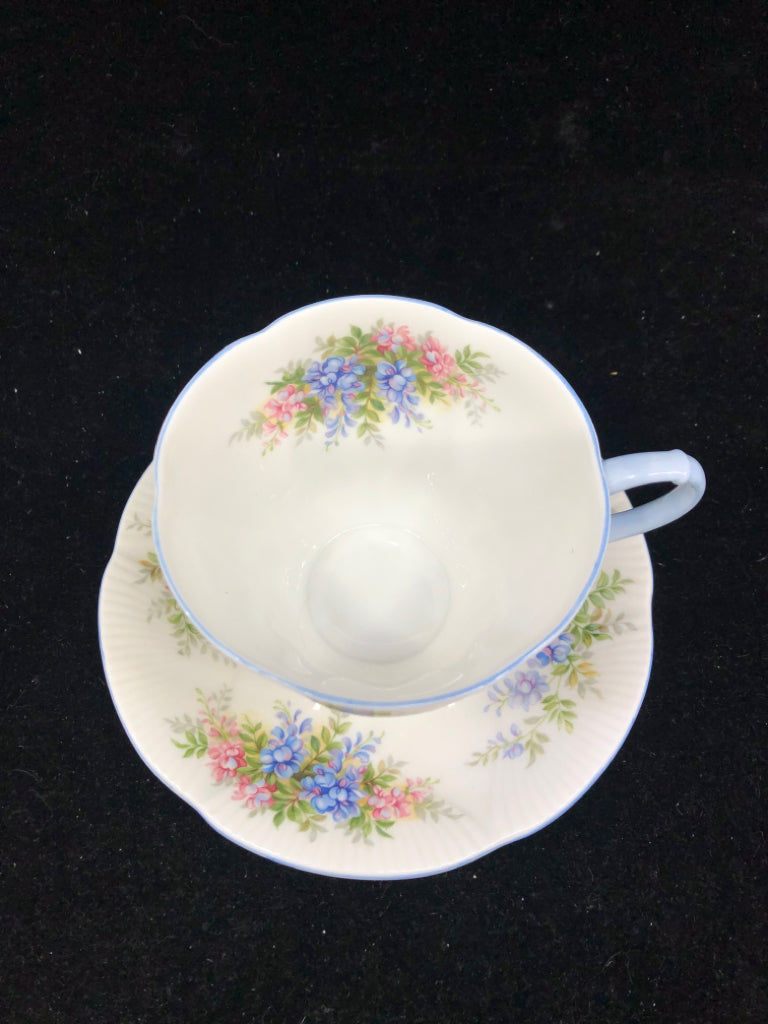 VTG BLUE FLORAL CUP/SAUCER BLOSSOM TIME SERIES.