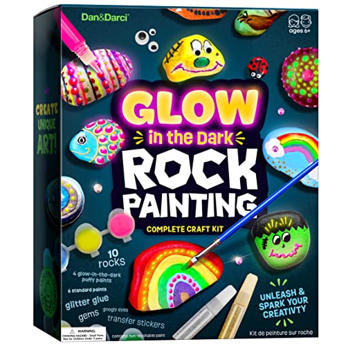 Dan & Darci Kids Rock Painting Kit - Glow in the Dark - Arts & Crafts Gifts for