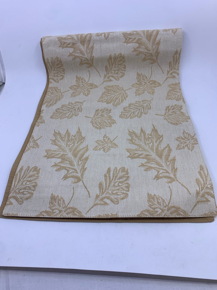 BEIGE/TAN LEAF TABLE RUNNER.