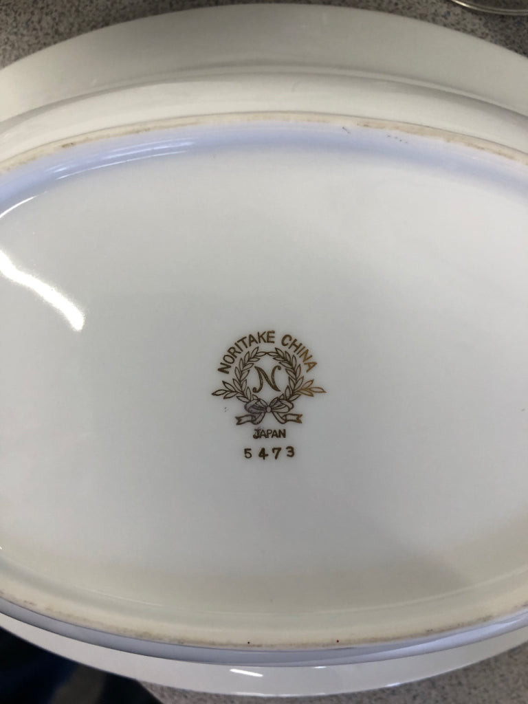 66 PC SVC 10 PINK FLORAL W/ GOLD RIM NORITAKE .