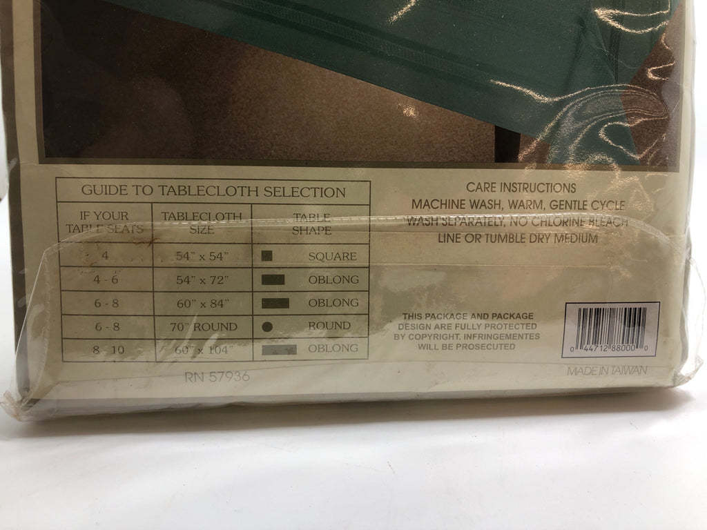 NIP GREEN SATIN STRIPE OBLONG TABLE CLOTH.