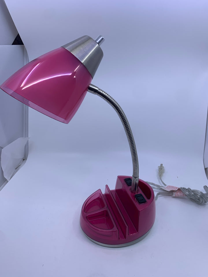 PINK DESK LAMP W ORGANIZING.