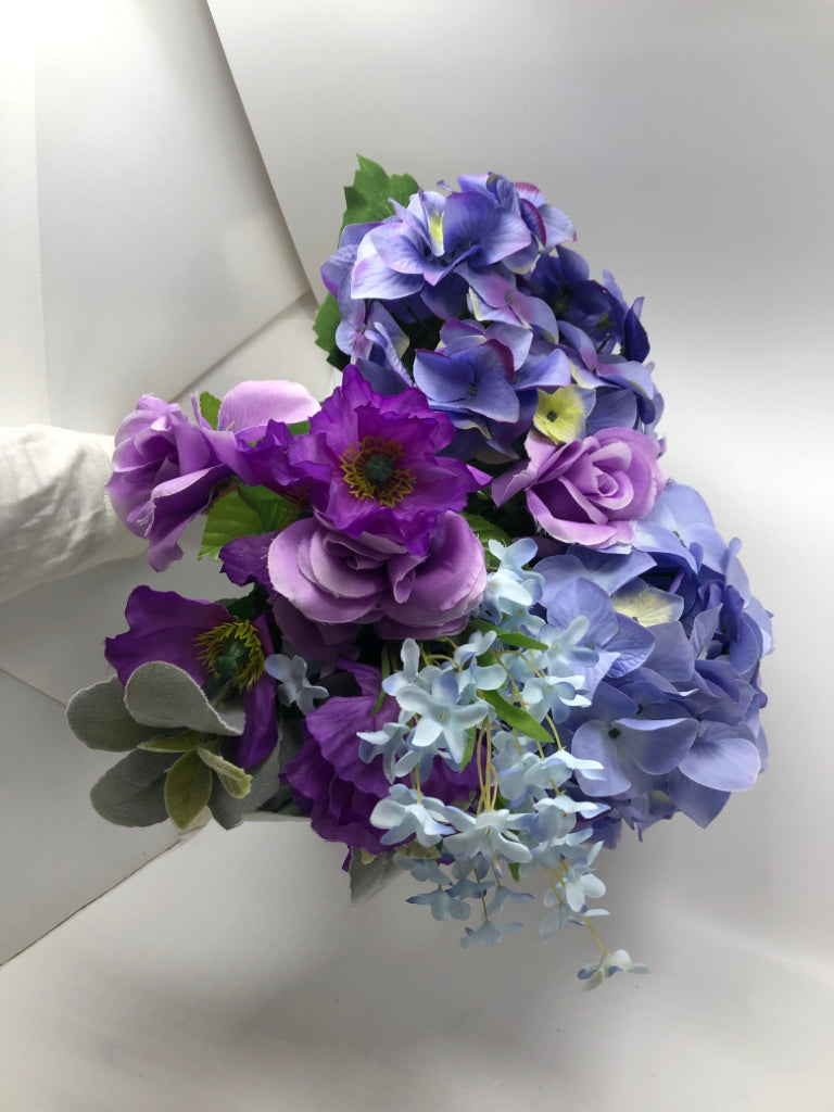 FAUX PURPLE HYDRANGEA BOUQUET.