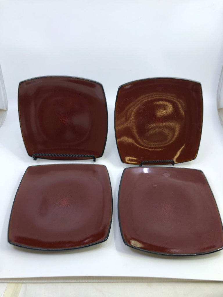 16 PC SVC 4 BLACK + RED DISH SET.