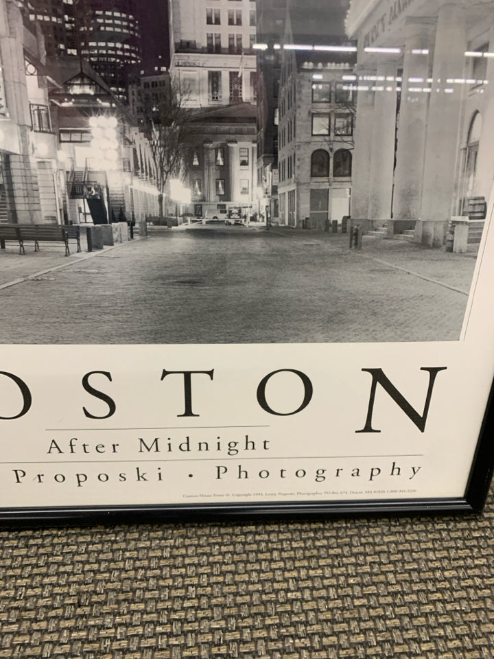 B&W BOSTON AFTER MIDNIGHT WALL ART PHOTOGRAPHY.