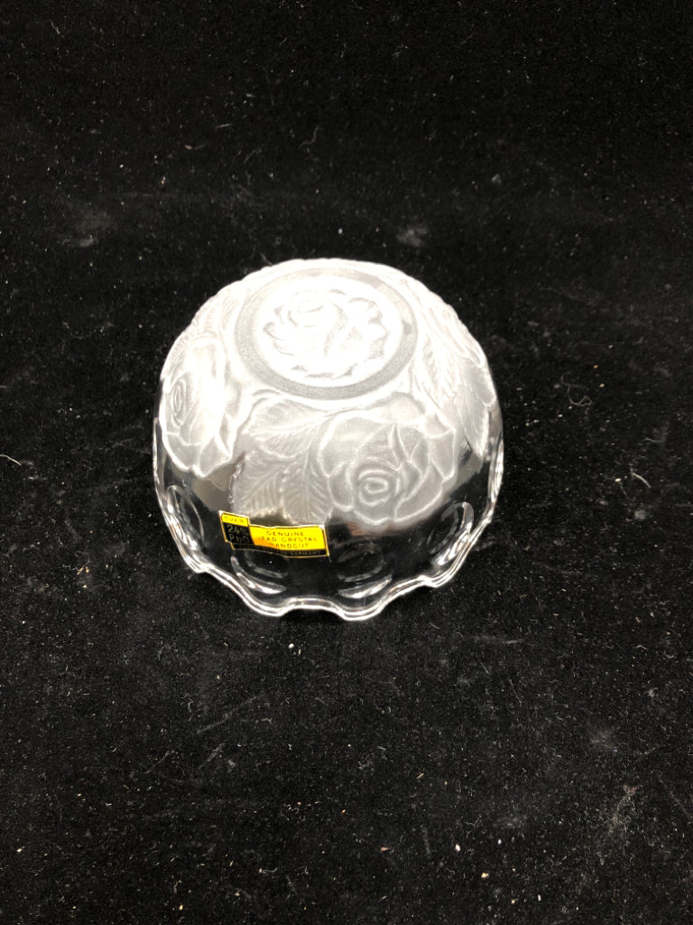 GERMAN CRYSTAL FROSTED ROSE BOWL.