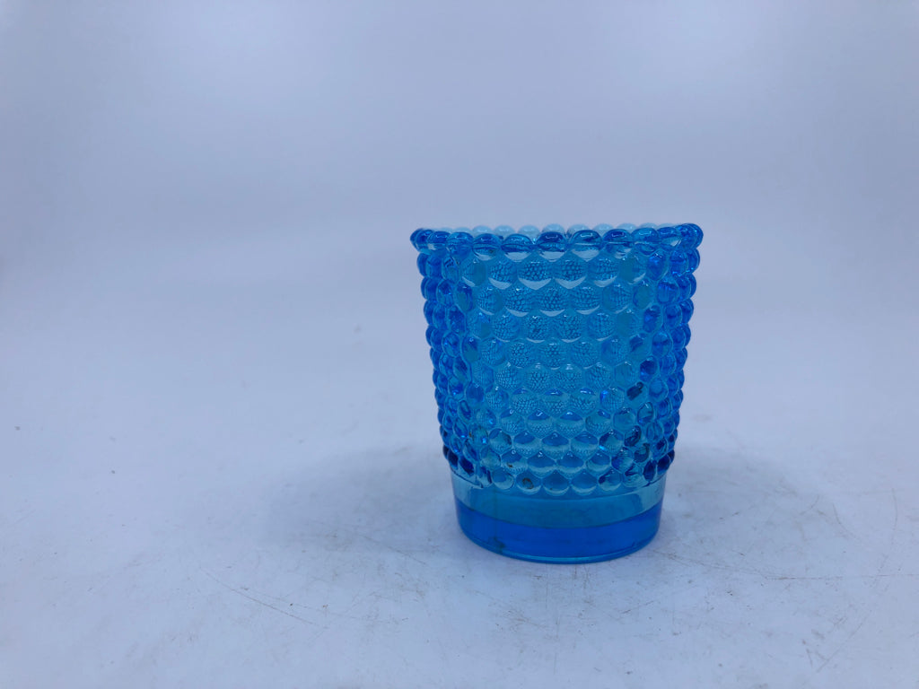 HOBNAIL GLASS TOOTHPICK HOLDER BLUE.