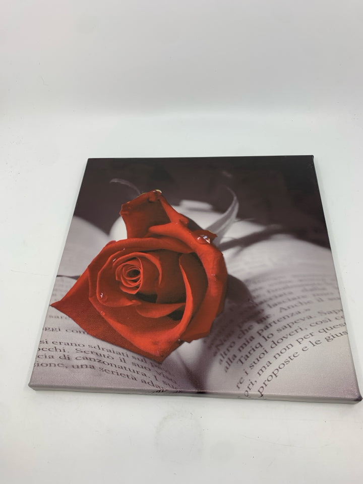 ROSE IN BOOK WALL CANVAS.