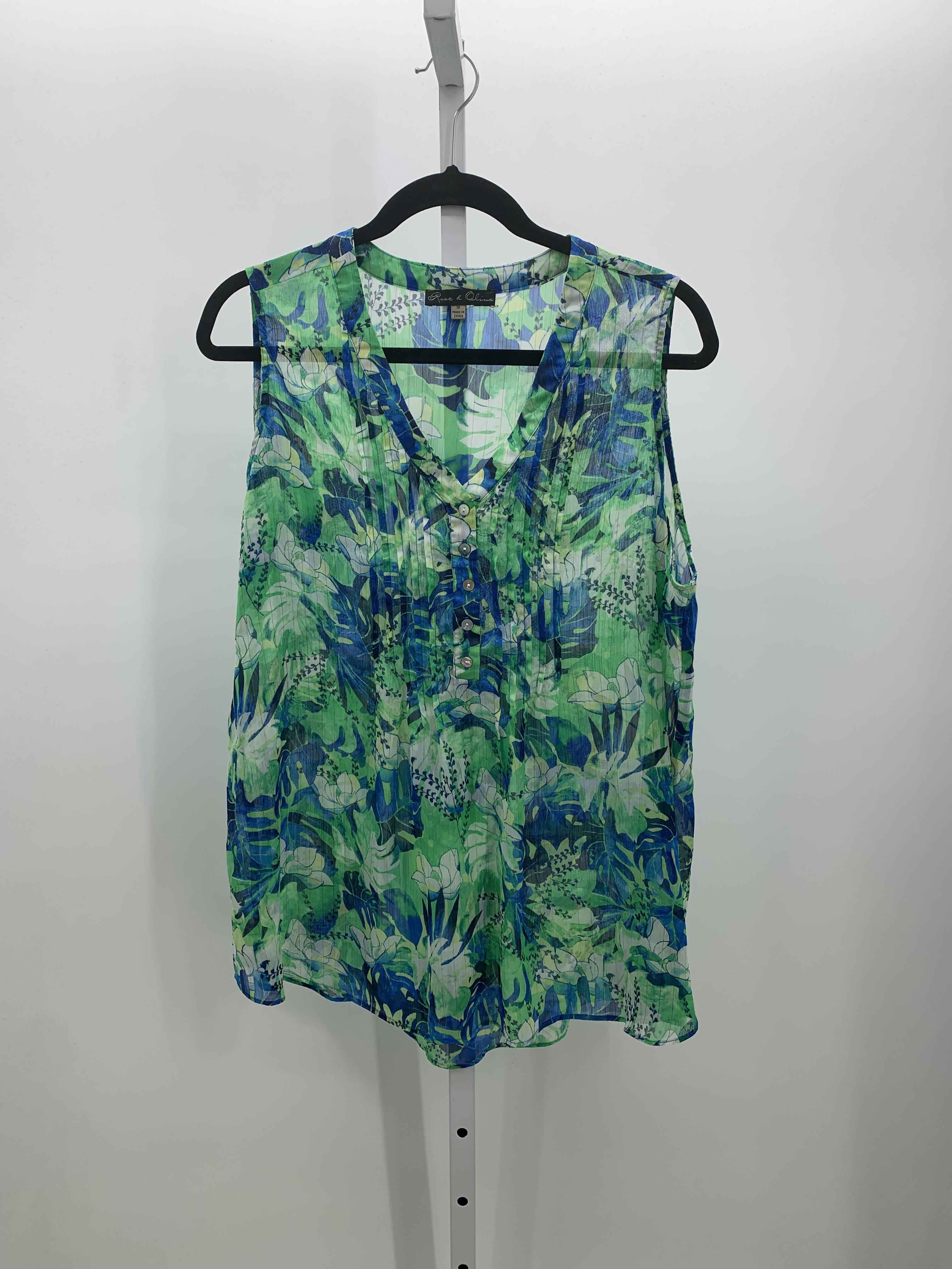 Rose & Olive Size 1X Womens Sleeveless Shirt