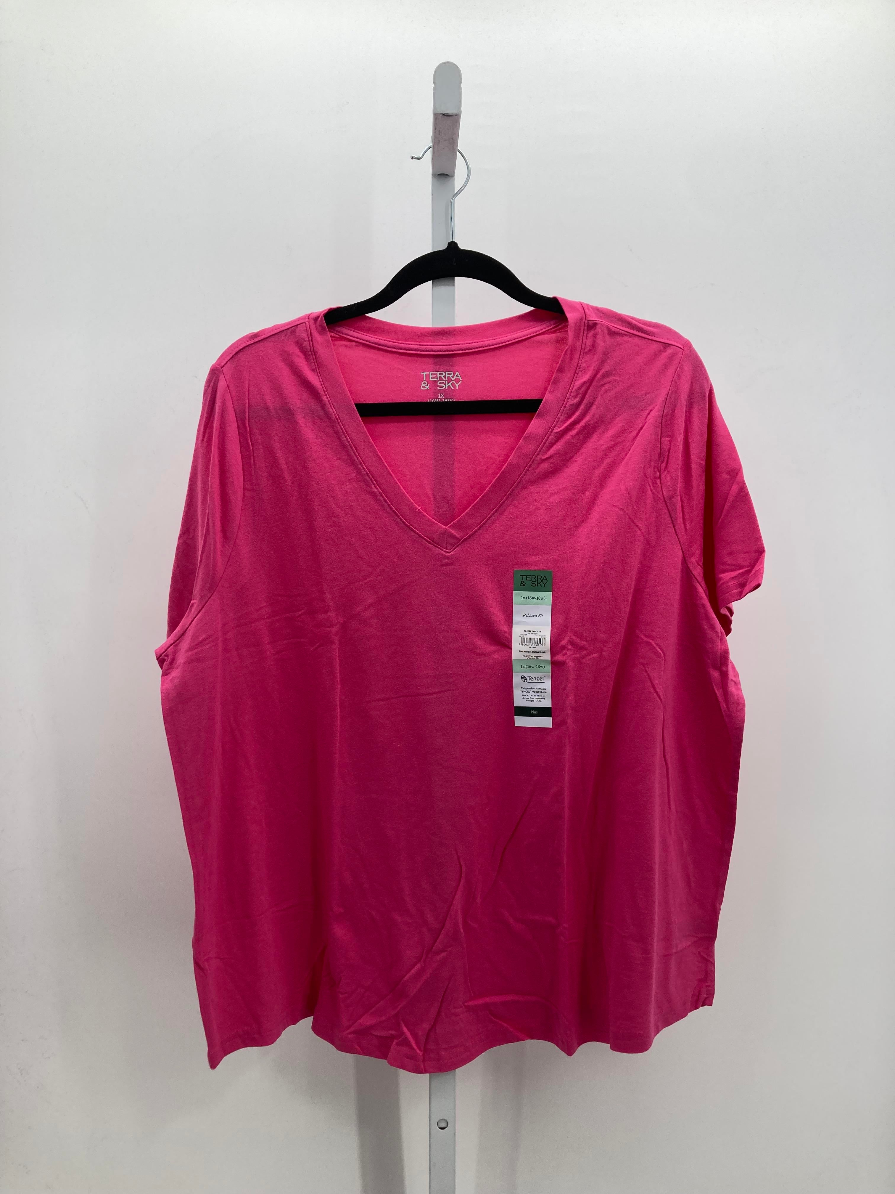 Terra & Sky Size 1X Womens Short Sleeve Shirt