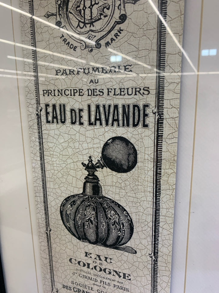 FRAMED PERFUME PRINT EAU DE COLOGNE.