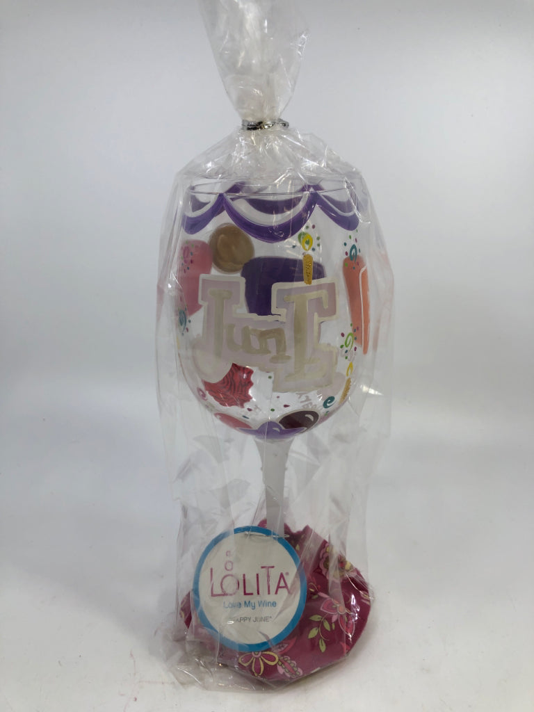 HAPPY JUNE LOLITA WINE GLASS IN BAG.