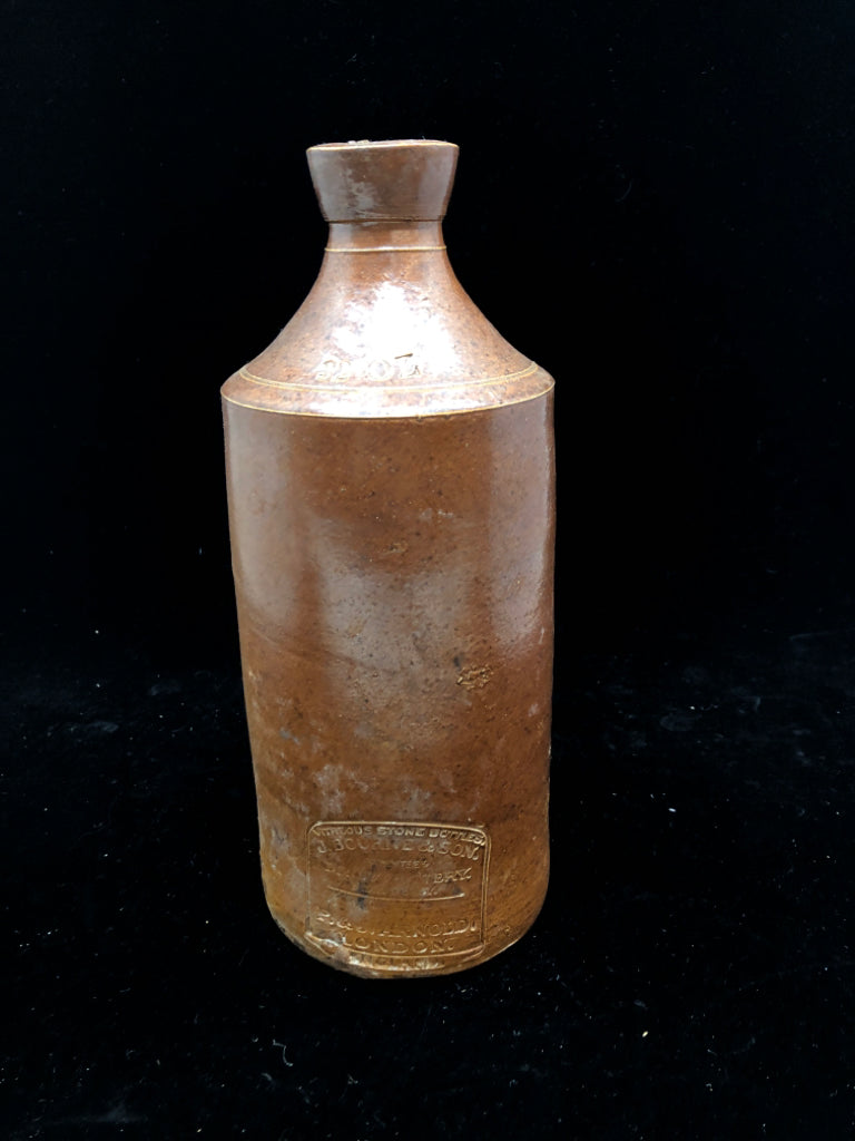 VTG J BOURNE AND SON BROWN STONEWARE EMPTY BOTTLE.