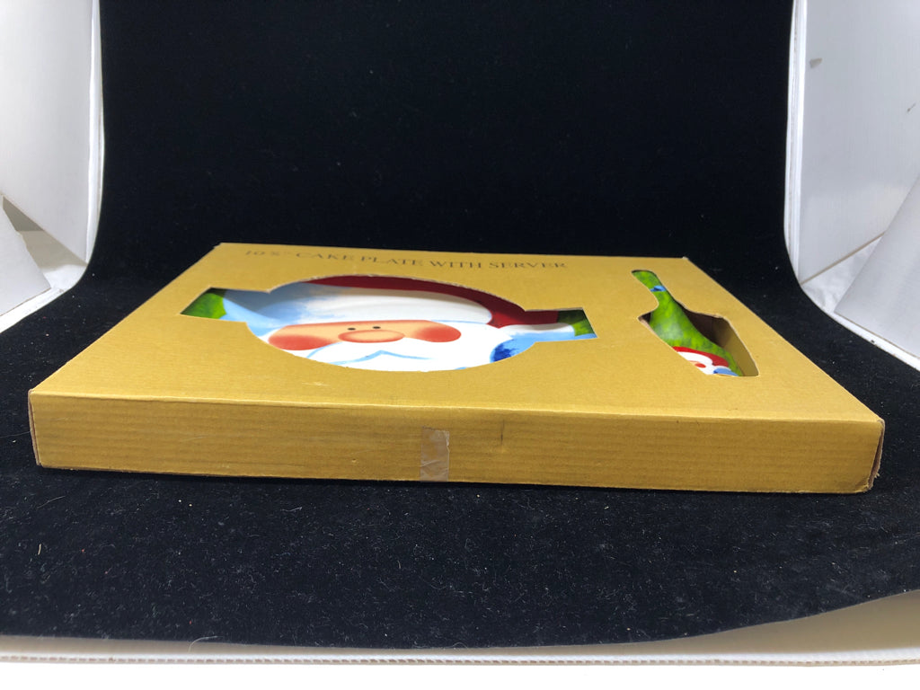 NIB SANTA FACE CAKE PLATE W/ SERVER.