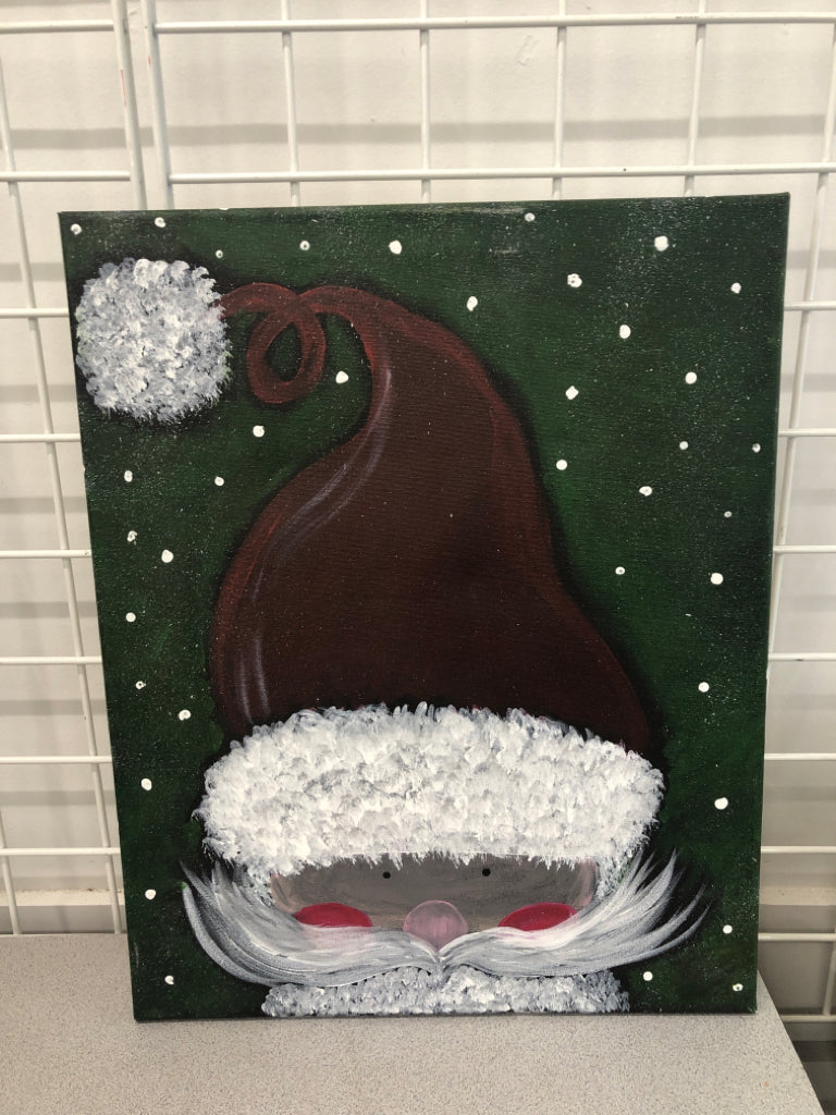 SANTA W/ SANTA HAT CANVAS.
