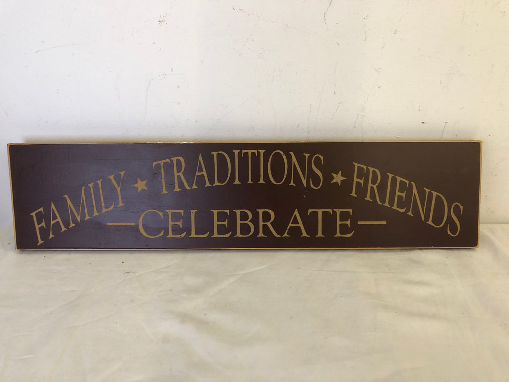 FAMILY TRADITION RECTANGLE WOOD SIGN.