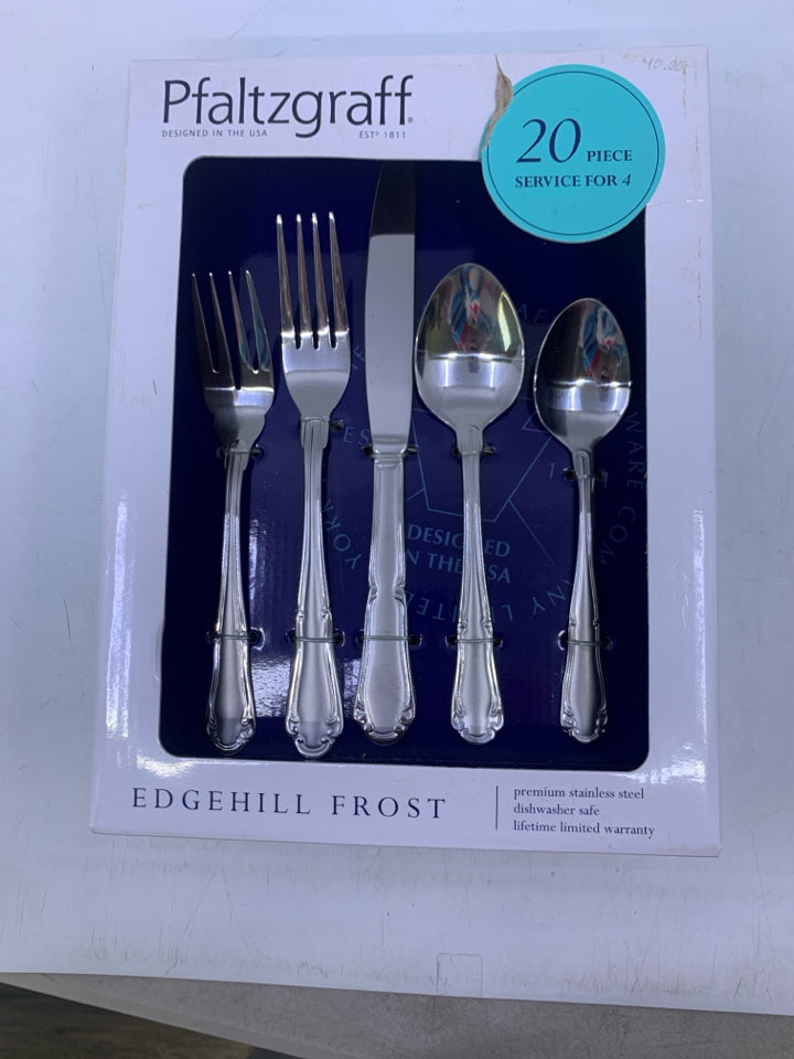 NIB STAINLESS STEEL 20 PC SVC 4 UTENSIL SET.