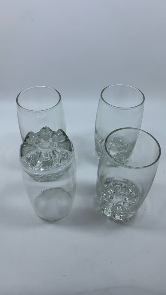 4 BORMIOLI TUMBLER GLASSES.