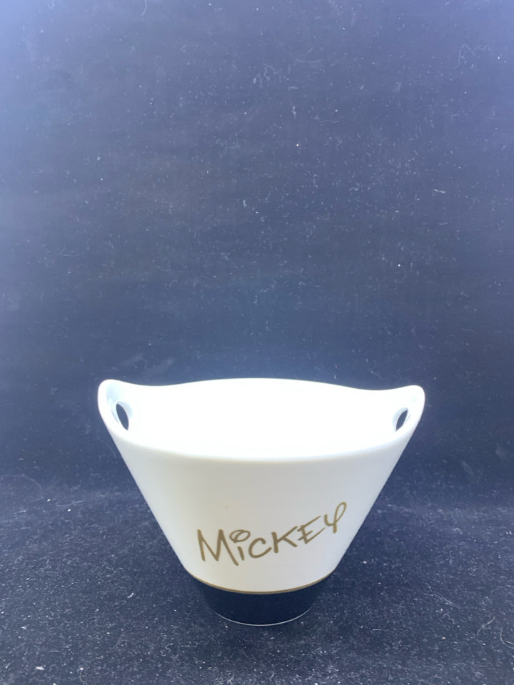 WHITE MICKEY MOUSE HANDLE BOWL.