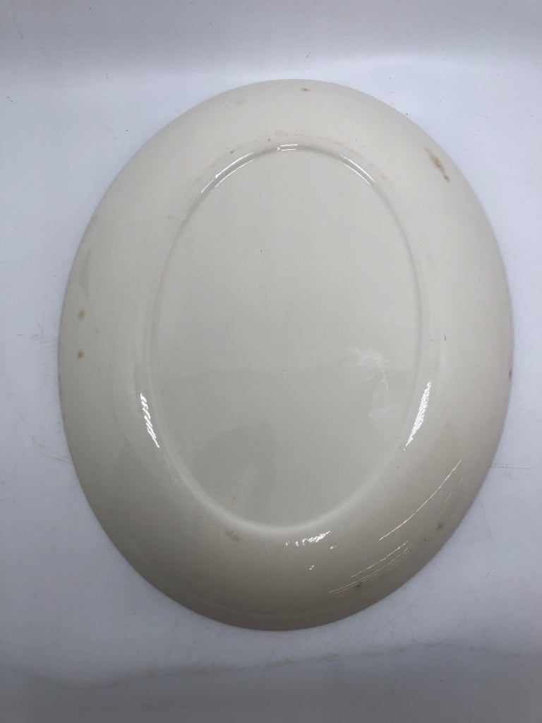 VTG WHEAT EMBOSSED SERVING PLATE W/GOLD RIM.