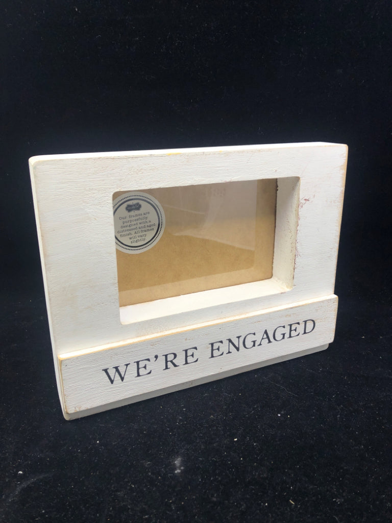 WE'RE ENGAGED THICK HEAVY WOOD PHOTO FRAME.