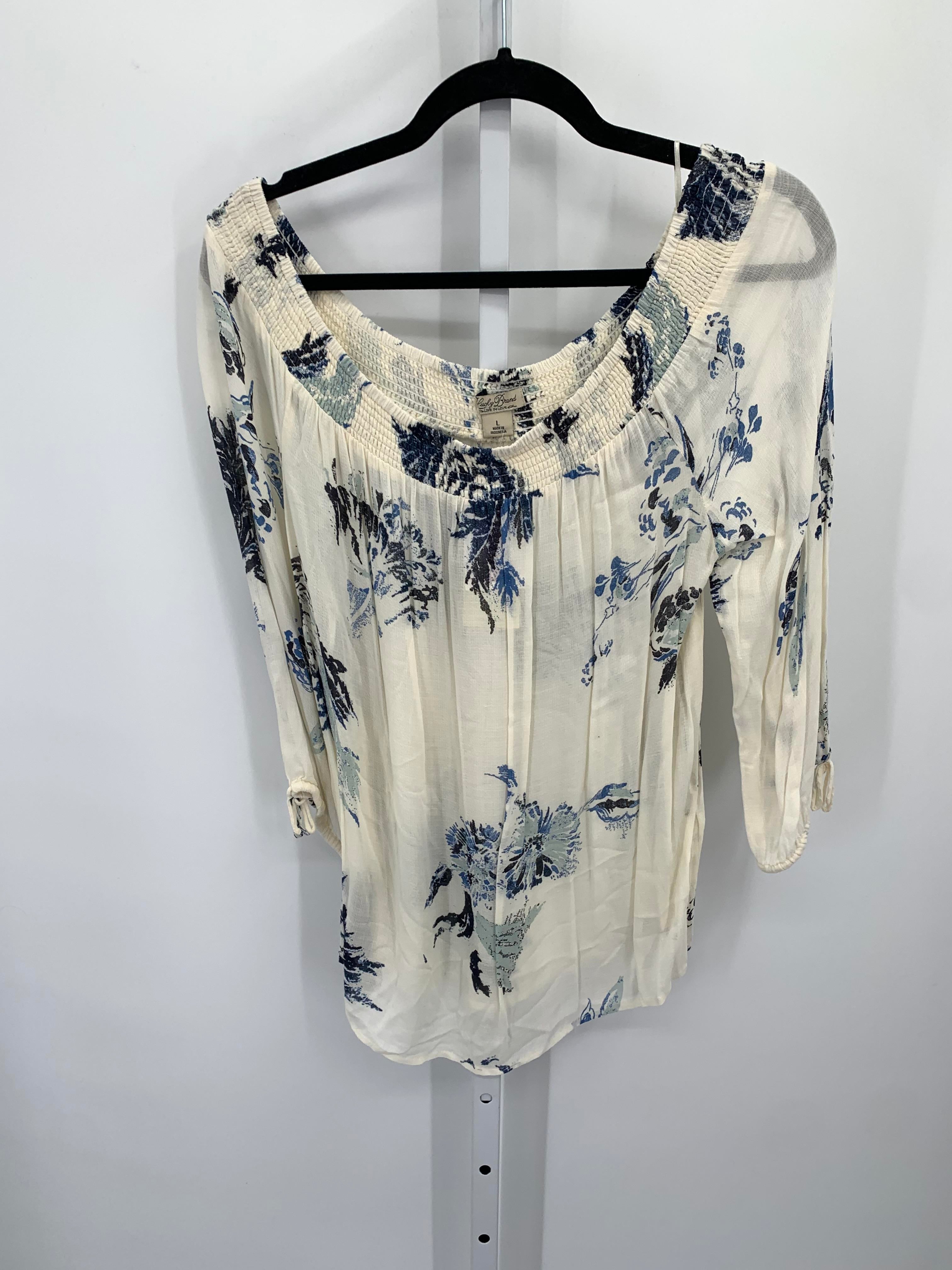 Lucky Brand Size Large Misses 3/4 Sleeve Shirt